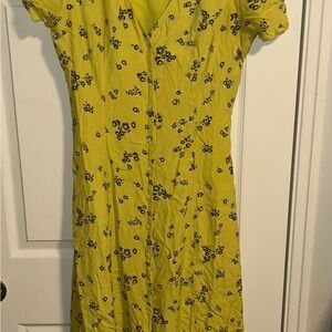 GAP Blue and Yellow Flutter Sleeve Midi Sundress